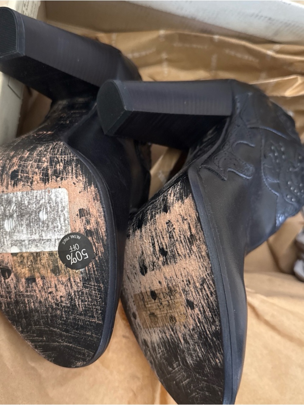 Diesel Black Leather Western-Style Ankle Booties - Picture 4 of 5